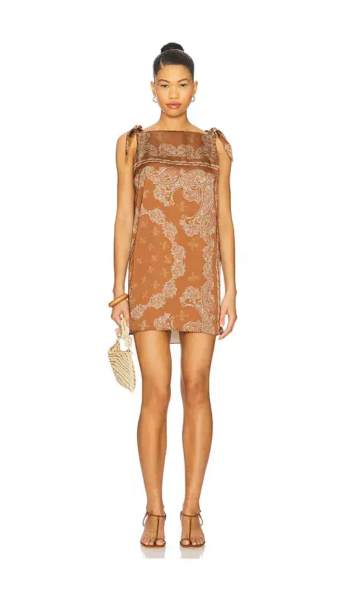ROCOCO SAND Knotted Shoulder Detail Mini Dress