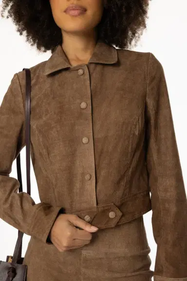 Sprwmn Cropped Trench Jacket | Thumbnail 4