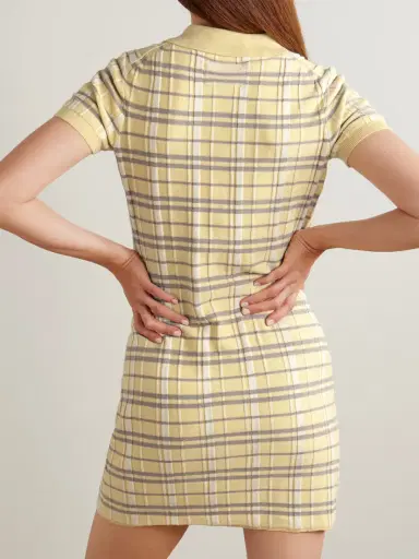 Guest In Residence Checked Ribbed Silk-blend Mini Dress | Thumbnail 3 Guest In Residence Checked Ribbed Silk-blend Mini Dress | Thumbnail 3