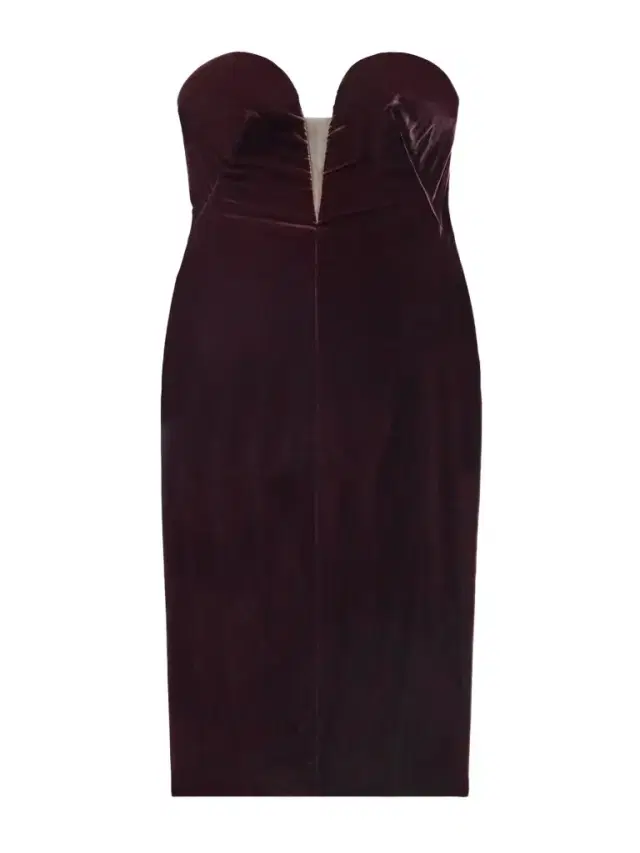 Strapless Velvet Midi Dress