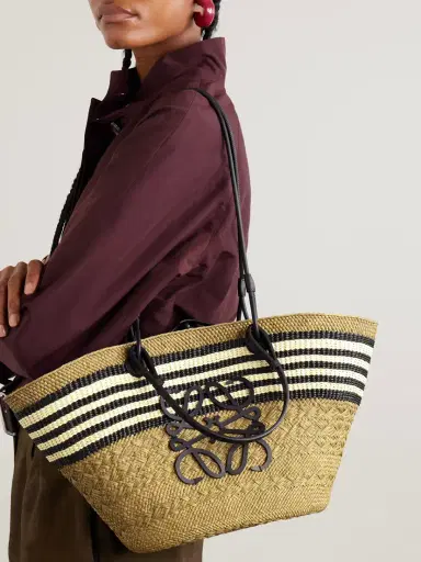 Loewe + Paula's Ibiza Anagram Basket Medium Leather-trimmed Striped Raffia Tote | Thumbnail 2 Loewe + Paula's Ibiza Anagram Basket Medium Leather-trimmed Striped Raffia Tote | Thumbnail 2
