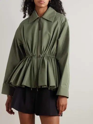 Loewe Leather-trimmed Cotton-blend Peplum Jacket | Thumbnail 3 Loewe Leather-trimmed Cotton-blend Peplum Jacket | Thumbnail 3