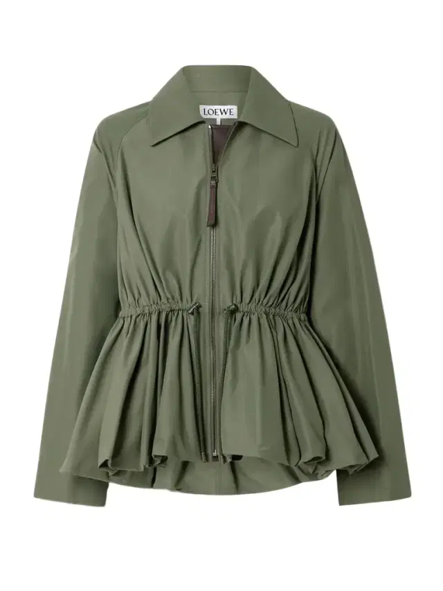 Leather-trimmed Cotton-blend Peplum Jacket