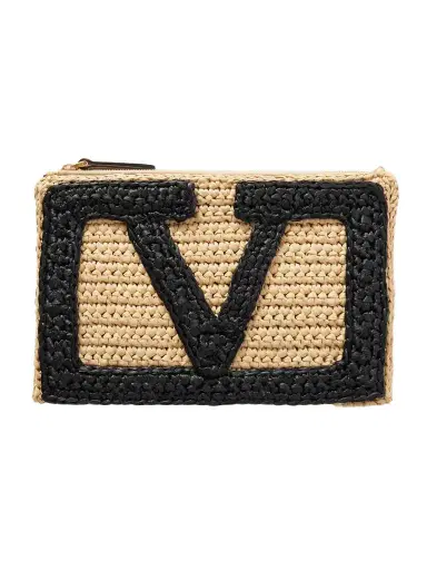 Valentino Garavani Viva Superstar Crocheted Raffia Pouch | Thumbnail 1