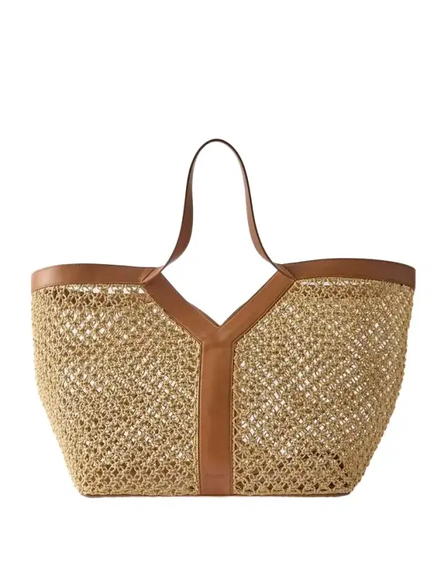 Loulou Leather-trimmed Woven Raffia Tote