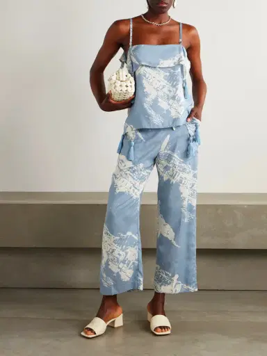 Bottega Veneta Printed Silk And Cotton-blend Shantung Wide-leg Pants | Thumbnail 2
