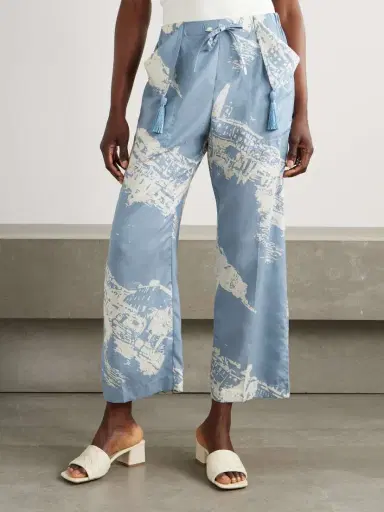 Bottega Veneta Printed Silk And Cotton-blend Shantung Wide-leg Pants | Thumbnail 3