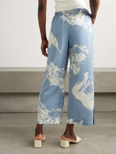 Bottega Veneta Printed Silk And Cotton-blend Shantung Wide-leg Pants | Thumbnail 4