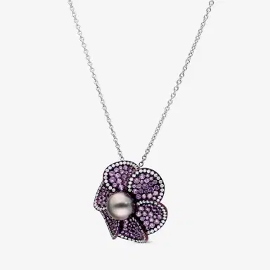 ASSAEL Assael 18K White Gold and Titanium Diamond 0.59ct. tw. and Tahitian Natural Color Cultured Pearl Pendant Necklace by The Solist | Thumbnail 2