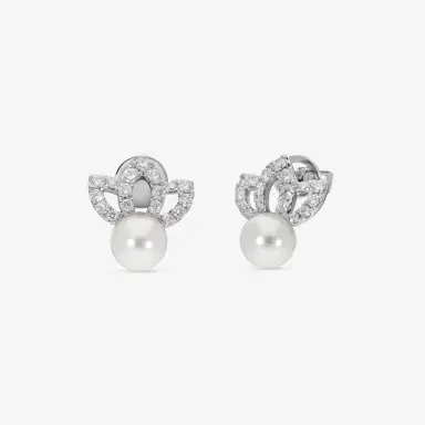 ASSAEL Assael 18K White Gold Diamond & Akoya Cultured Pearl Earrings by The Solist | Thumbnail 2