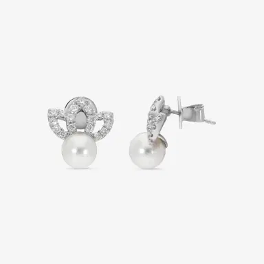 ASSAEL Assael 18K White Gold Diamond & Akoya Cultured Pearl Earrings by The Solist | Thumbnail 3