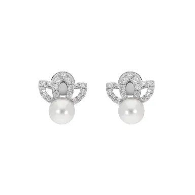 ASSAEL Assael 18K White Gold Diamond & Akoya Cultured Pearl Earrings by The Solist | Thumbnail 1