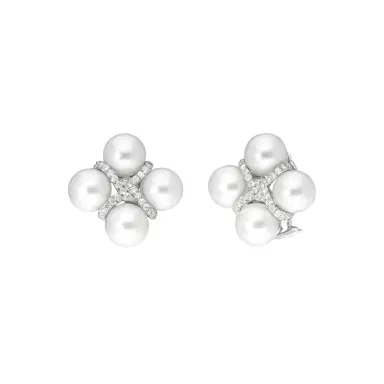ASSAEL Assael 18K White Gold Diamond & South Sea Cultured Pearl Earrings by The Solist | Thumbnail 1