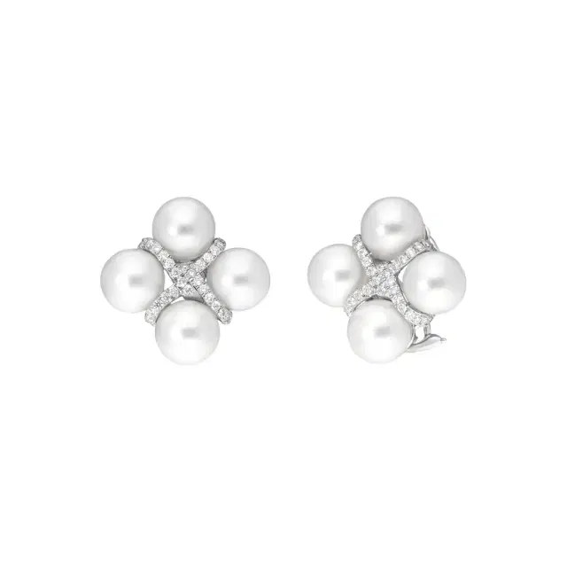 ASSAEL Assael 18K White Gold Diamond & South Sea Cultured Pearl Earrings by The Solist
