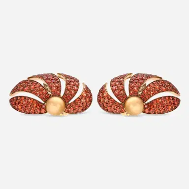 ASSAEL Assael 18K Yellow Gold and Titanium, Orange Sapphire 10.67ct. tw. and Golden South Sea Cultured Pearl Convertible French Clip Earrings by The Solist | Thumbnail 2
