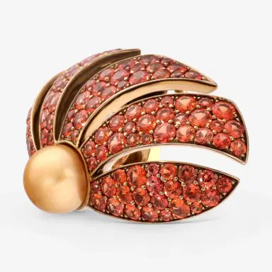 ASSAEL Assael 18K Yellow Gold and Titanium, Orange Sapphire 10.67ct. tw. and Golden South Sea Cultured Pearl Convertible French Clip Earrings by The Solist | Thumbnail 3