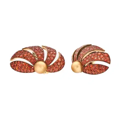 ASSAEL Assael 18K Yellow Gold and Titanium, Orange Sapphire 10.67ct. tw. and Golden South Sea Cultured Pearl Convertible French Clip Earrings by The Solist | Thumbnail 1