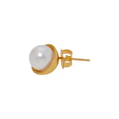 ASSAEL Assael 18K Yellow Gold Japanese Akoya Cultured Pearl Mono Stud Earring by The Solist | Thumbnail 1