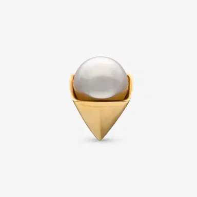 ASSAEL Assael 18K Yellow Gold Japanese Akoya Cultured Pearl Mono Stud Earring by The Solist | Thumbnail 2