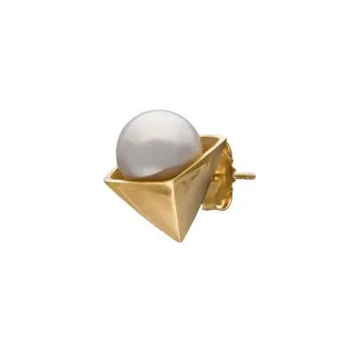 ASSAEL Assael 18K Yellow Gold Japanese Akoya Cultured Pearl Mono Stud Earring by The Solist | Thumbnail 1