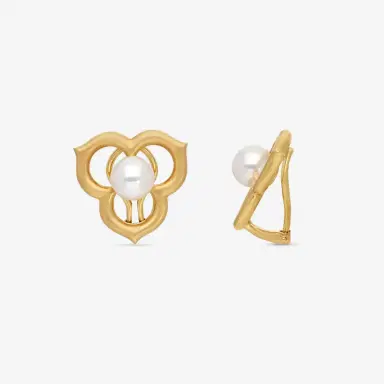 ASSAEL Assael 18K Yellow Gold Japanese Akoya Cultured Pearl Open Petal Earrings by The Solist | Thumbnail 3