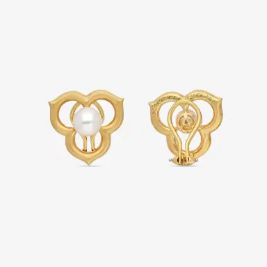 ASSAEL Assael 18K Yellow Gold Japanese Akoya Cultured Pearl Open Petal Earrings by The Solist | Thumbnail 4