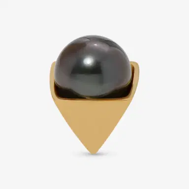 ASSAEL Assael 18K Yellow Gold Tahitian Natural Color Cultured Pearl Mono Stud Earring by The Solist | Thumbnail 2