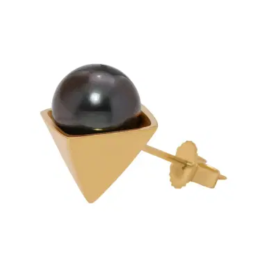 ASSAEL Assael 18K Yellow Gold Tahitian Natural Color Cultured Pearl Mono Stud Earring by The Solist | Thumbnail 1