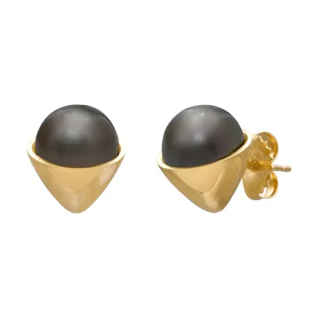 ASSAEL Assael 18K Yellow Gold Tahitian Natural Color Cultured Pearl Stud Earrings by The Solist
