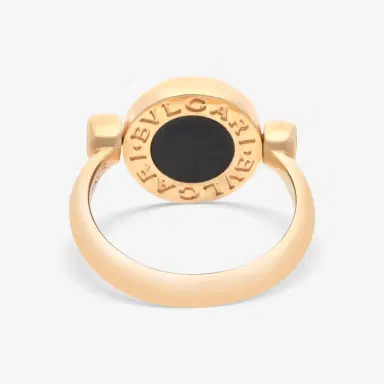 Bulgari Bulgari Bulgari 18K Yellow Gold White Calcedonium & Onyx Rotating Ring Sz. 4.25 by The Solist | Thumbnail 2 Bulgari Bulgari Bulgari 18K Yellow Gold White Calcedonium & Onyx Rotating Ring Sz. 4.25 by The Solist | Thumbnail 2