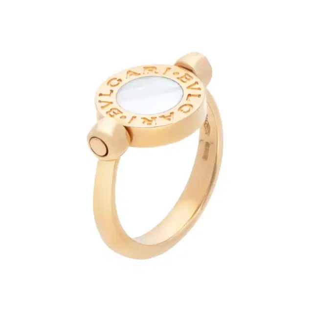 Bulgari Bulgari Bulgari 18K Yellow Gold White Calcedonium & Onyx Rotating Ring Sz. 4.25 by The Solist
