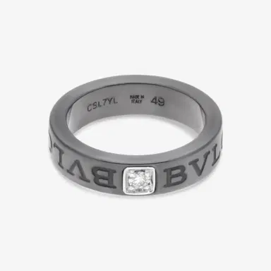Bulgari Bulgari Bulgari Black Ceramic & 18K White Gold Diamond Ring 348847 - by The Solist | Thumbnail 2 Bulgari Bulgari Bulgari Black Ceramic & 18K White Gold Diamond Ring 348847 - by The Solist | Thumbnail 2