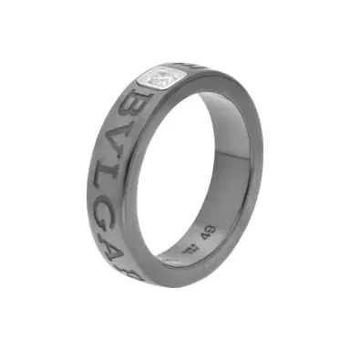 Bulgari Bulgari Bulgari Black Ceramic & 18K White Gold Diamond Ring 348847 - by The Solist | Thumbnail 1 Bulgari Bulgari Bulgari Black Ceramic & 18K White Gold Diamond Ring 348847 - by The Solist | Thumbnail 1
