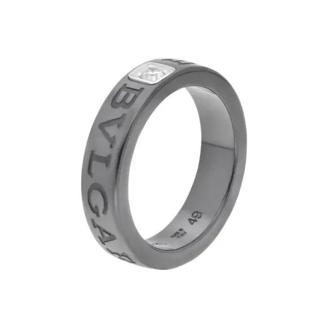 Bulgari Bulgari Bulgari Black Ceramic & 18K White Gold Diamond Ring 348847 - by The Solist