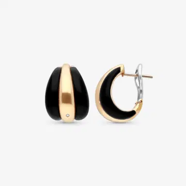 Damiani Damiani 18K Rose Gold Diamond & Onyx Huggie Earrings by The Solist | Thumbnail 2