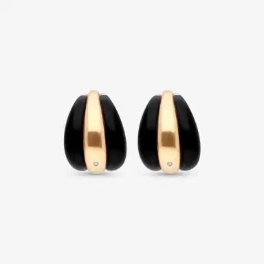 Damiani Damiani 18K Rose Gold Diamond & Onyx Huggie Earrings by The Solist | Thumbnail 3