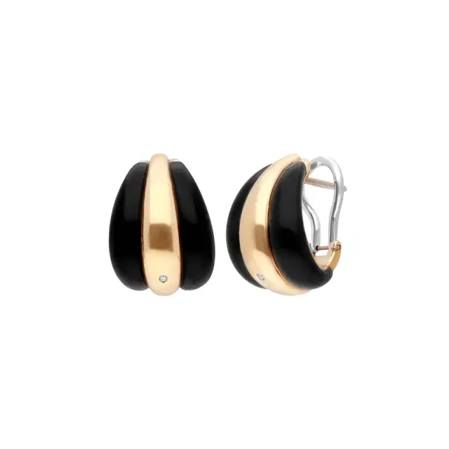 Damiani Damiani 18K Rose Gold Diamond & Onyx Huggie Earrings by The Solist