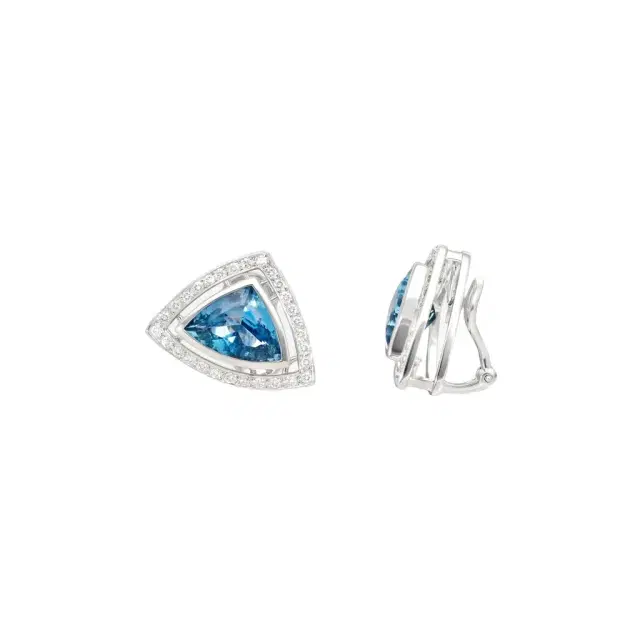 Gübelin Gübelin 18K White Gold Aquamarine & Diamond Clip Earrings by The Solist