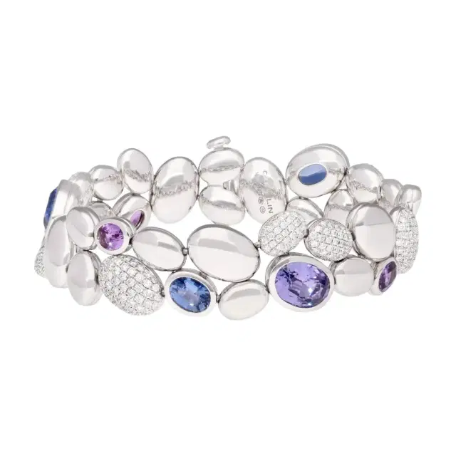 Gübelin Gübelin Madagaskar 18K White Gold Multicolor Sapphire & Diamond Bracelet 7" by The Solist