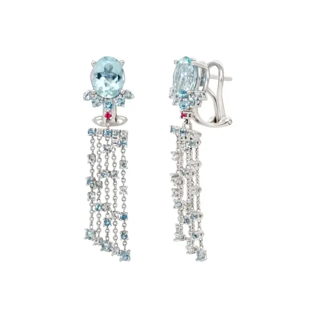 Gübelin Gübelin Ornaments of Flowers 18K White Gold Aquamarine Drop Earrings by The Solist