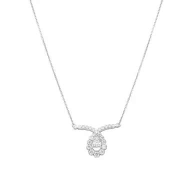 Hearts On Fire Hearts On Fire Aerial 18K White Gold Regal Scroll Drop Necklace by The Solist | Thumbnail 1