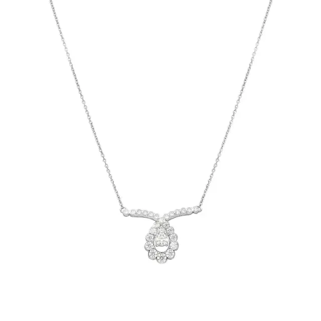 Hearts On Fire Aerial 18K White Gold Regal Scroll Drop Necklace by The Solist