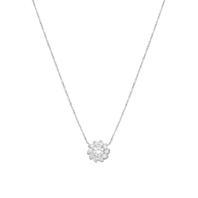 Hearts On Fire Aerial 18K White Gold Sol Halo Necklace by The Solist