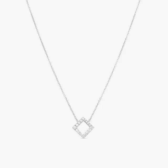 Hearts On Fire Hearts On Fire Charmed 18K White Gold Square Pendant by The Solist