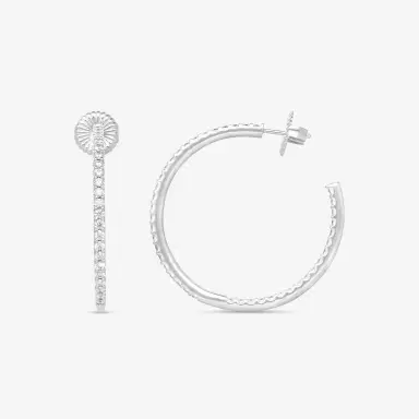 Hearts On Fire Hearts On Fire Hoopla 18K White Gold Round Earrings by The Solist | Thumbnail 2