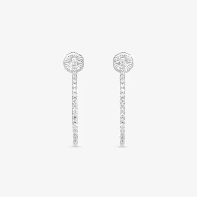 Hearts On Fire Hearts On Fire Hoopla 18K White Gold Round Earrings by The Solist | Thumbnail 3
