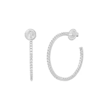 Hearts On Fire Hearts On Fire Hoopla 18K White Gold Round Earrings by The Solist | Thumbnail 1