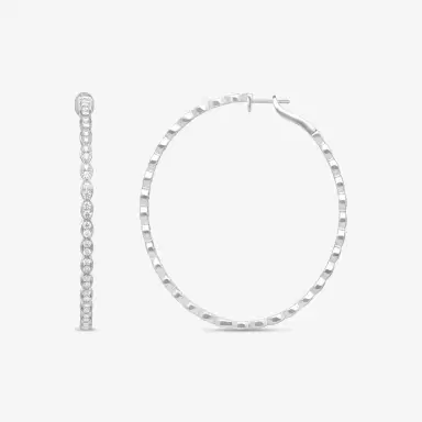 Hearts On Fire Hearts On Fire Lorelei 18K White Gold Floral Large Oval Hoop Earrings by The Solist | Thumbnail 2