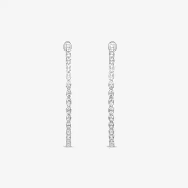 Hearts On Fire Hearts On Fire Lorelei 18K White Gold Floral Large Oval Hoop Earrings by The Solist | Thumbnail 3