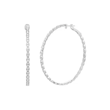 Hearts On Fire Hearts On Fire Lorelei 18K White Gold Floral Large Oval Hoop Earrings by The Solist | Thumbnail 1